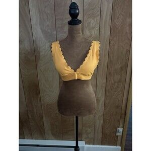 Aerie Scalloped Bikini Swim Top Orange‎ Medium NWT
